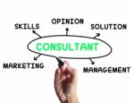 Consultant Diagram Means Specialist Skills And Opinions Stock Photo