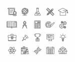 Simple Set Of Education  Thin Line Icons Stock Photo
