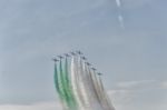 Smoke Trail Draw The Italian Flag Stock Photo