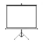 Blank Projector Screen With Tripod Isolated For Presentation Stock Photo