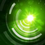 Green Sun Background Means Giving Offf Frequencies
 Stock Photo