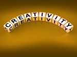 Creativity Dice Mean Inventiveness Inspiration And Ideas Stock Photo