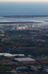 Horizon View Of Olhao Coastline Stock Photo