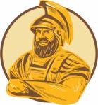 King Agamemnon Arms Crossed Circle Drawing Stock Photo