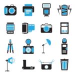 Camera And Accessory Icon Set  Illustration Stock Photo