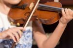 Girl Plays Violin Stock Photo