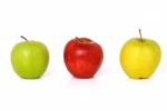 Green, Yellow And Red Apple Stock Photo