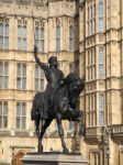 London - February 3 : Richard The Lionheart Statue Outside The H Stock Photo