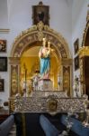 Statue Of Madonna And Child In The Church Of The Encarnacion In Stock Photo