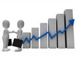 Graph Character Shows Success Successful And Business 3d Renderi Stock Photo
