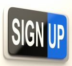 Sign Up Button Showing Website Registration Stock Photo