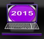Two Thousand And Fifteen On Laptop Shows New Year 2015 Stock Photo