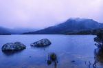Cradle Mountain In Tasmania On A Cloudy Day Stock Photo