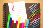 Note Paper With Colorful Marker And Clips Stock Photo