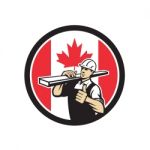 Canadian Lumber Yard Worker Canada Flag Icon Stock Photo