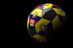 Ecuador Soccer Ball Isolated Dark Background Stock Photo