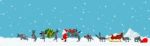 Santa And His Reindeer Are Walking Among Falling Snow Stock Photo