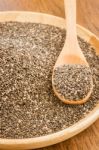 Nutritious Chia Seeds On A Wooden Plate Stock Photo