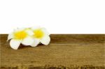 Plumeria Flower On Old Wood Table Stock Photo