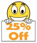 Twenty Five Percent Sign Shows Sale Discount Or 25 Off Stock Photo