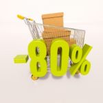 Shopping Cart And 80 Percent Stock Photo