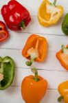 Fresh And Colorful Bell Peppers Stock Photo