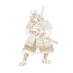 Bushi Samurai Warrior Drawing Stock Photo