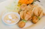 Deep Fried Dumpling Bags Local Thai Cuisine Stock Photo