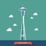 Space Needle. Observation Tower In Seattle.  Illustration Stock Photo