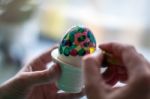 Hand Painting Of Easter Eggs Stock Photo