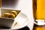 Olives And Beer Stock Photo