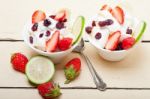 Fruit And Yogurt Salad Healthy Breakfast Stock Photo