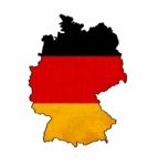 German Map On German Flag Drawing ,grunge And Retro Flag Series Stock Photo