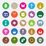 Easter Icons Set Circle Sticker  Illustration Stock Photo