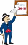 Man Peeling New Year 2016 Calendar Stock Photo