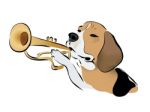 Illustration Of A Beagle Dog Playing On Trumpet Stock Photo