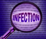Computer Infection Means Magnify Bytes And Digital Stock Photo