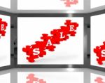 Sale On Screen Showing Special Discounts Stock Photo