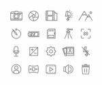 Simple Set Of Camera  Thin Line Icons Stock Photo