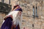 Dumbledore Entertaining The Crowds At Alnwick Castle Stock Photo