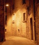 Medieval Narrow Dark Alley At Night Stock Photo