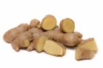 Ginger Root Isolated On White Background Stock Photo