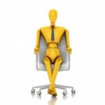 3d Rendering Businessman Doll Sitting On Chair Stock Photo