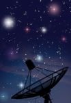 Satellite Dish Under Starry Night Stock Photo