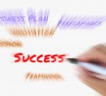 Success On Whiteboard Displays Successful Solutions And Accompli Stock Photo