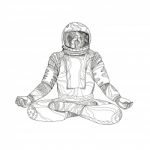 Astronaut Lotus Position Mandala Stock Photo