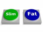 Slim Fat Buttons Shows Thin Or Overweight Stock Photo