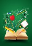 Book With School Supplies Stock Photo