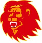 Angry Lion Head Roaring Stock Photo