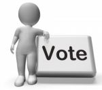 Vote Button With Character Shows Options Voting Or Choice Stock Photo